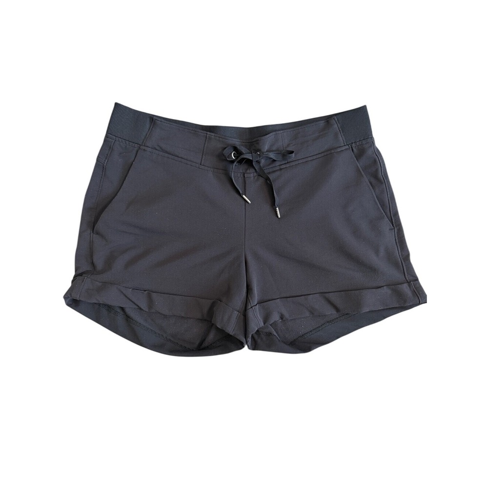 Athleta Midtown Shorts Black Size 10 Cuffed Drawstring Stretch Travel 708303